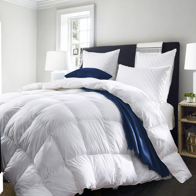Royal Comfort 50% Goose Feather 50% Down 500GSM Quilt Duvet Deluxe Soft Touch - Queen - White