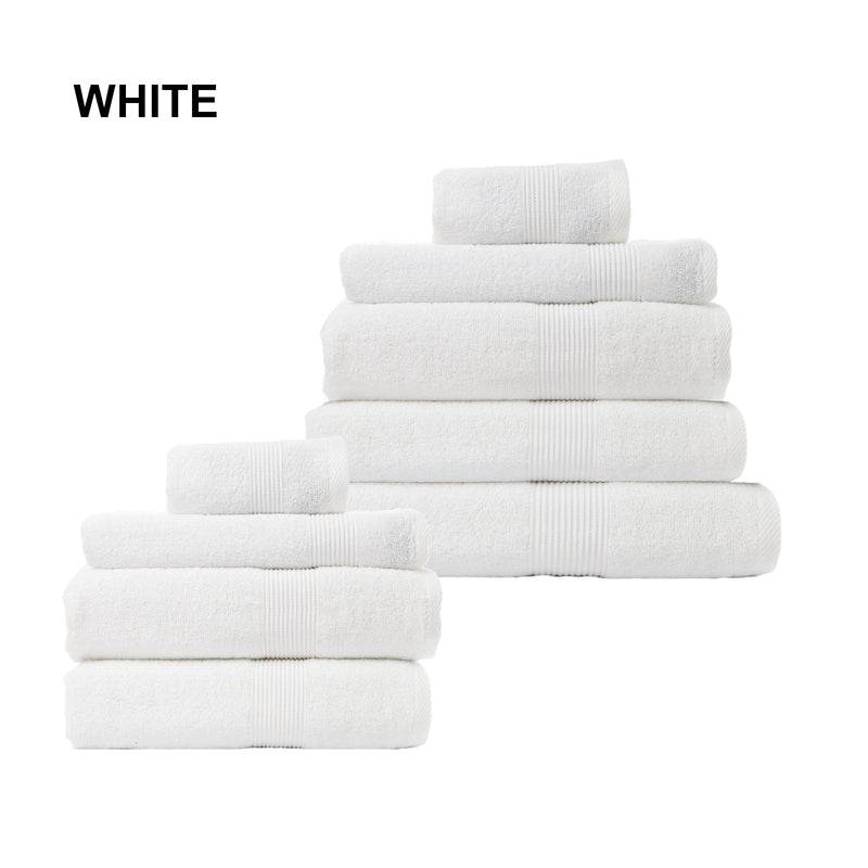 Royal Comfort 9 Piece Cotton Bamboo Towel Bundle Set 450GSM Luxurious Absorbent White Payday Deals