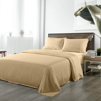Royal Comfort Bamboo Blended Sheet & Pillowcases Set 1000TC Ultra Soft Bedding King Oatmeal Payday Deals