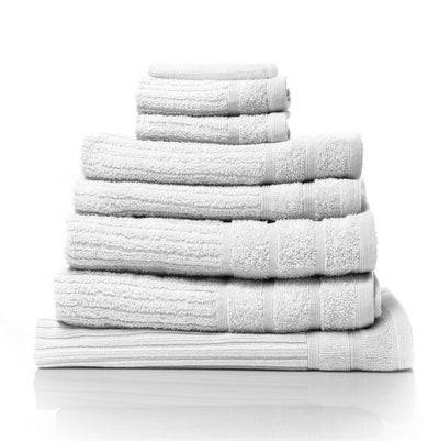 Royal Comfort Eden Egyptian Cotton 600GSM 8 Piece Luxury Bath Towels Set 8 Piece White Payday Deals