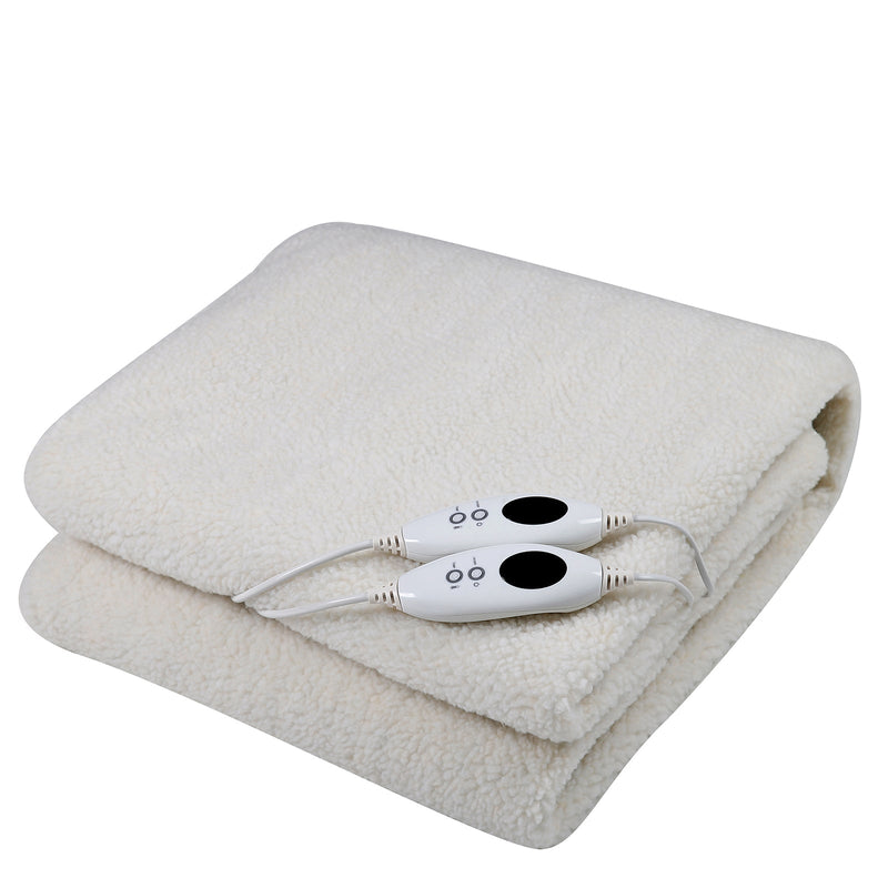 Royal Comfort Fleece Top Electric Blanket Fitted Heated Winter Underlay - Queen - White Payday Deals