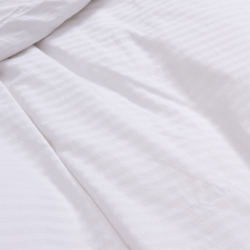 Royal Comfort Kensington 1200 Thread Count 100% Cotton Stripe Quilt Cover Set - King - White Payday Deals