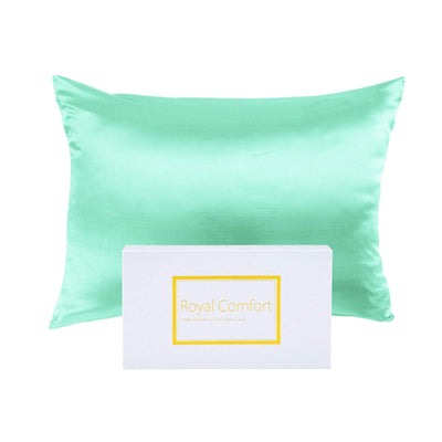 Royal Comfort Mulberry Soft Silk Hypoallergenic Pillowcase Twin Pack 51 x 76cm 51 x 76 cm Mint Payday Deals