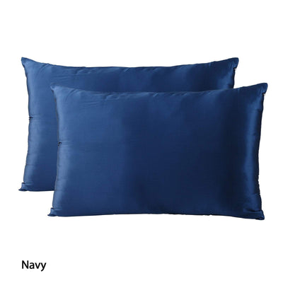 Royal Comfort Mulberry Soft Silk Hypoallergenic Pillowcase Twin Pack 51 x 76cm 51 x 76 cm Navy Payday Deals