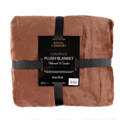 Royal Comfort Plush Blanket Throw Warm Soft Super Soft Large 220cm x 240cm  Coffee Payday Deals