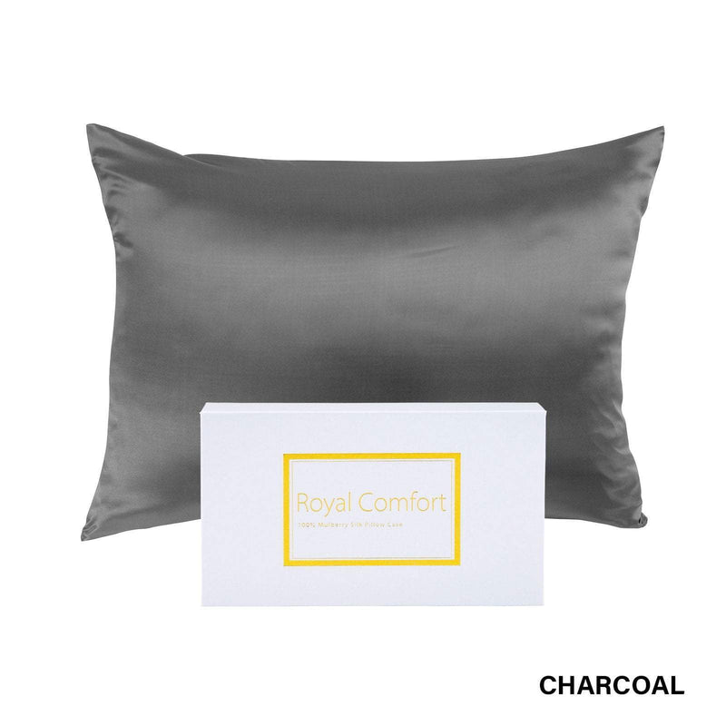 Royal Comfort Pure Silk Pillow Case 100% Mulberry Silk Hypoallergenic Pillowcase 51 x 76 cm Charcoal Payday Deals