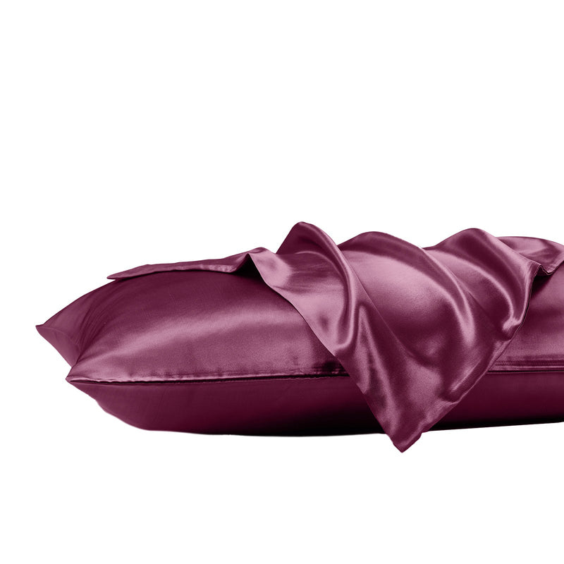 Royal Comfort Satin Sheet Set 3 Piece Fitted Sheet Pillowcase Soft  - Queen - Malaga Wine Payday Deals