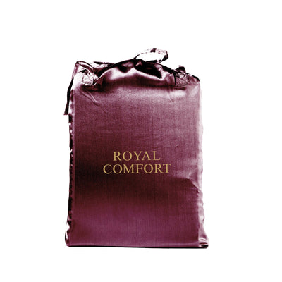 Royal Comfort Satin Sheet Set 4 Piece Fitted Flat Sheet Pillowcases  - Queen - Malaga Wine Payday Deals