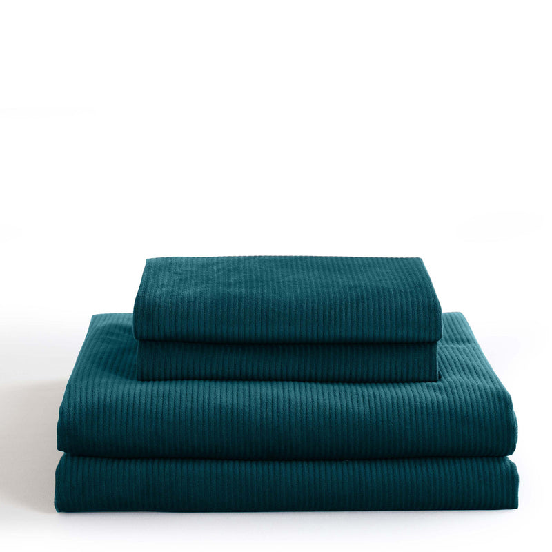 Royal Comfort Velvet Corduroy Quilt Cover Set Super Soft Luxurious Warmth - Queen - Forest Green Payday Deals