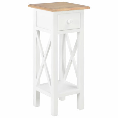 Side Table White 27x27x65.5 cm Wood