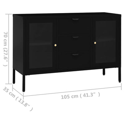 Sideboard Black 105x35x70 cm Steel and Tempered Glass Payday Deals