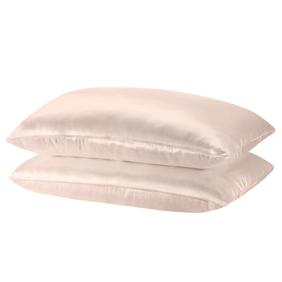 SILK PILLOW CASE TWIN PACK - SIZE: 51X76CM - Champagne Pink Payday Deals