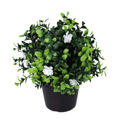 Small Potted Artificial Flowering Boxwood Plant UV Resistant 20cm Payday Deals