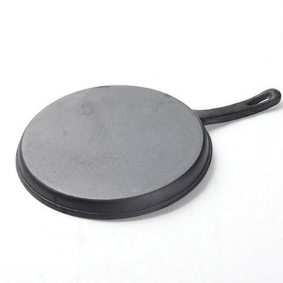 SOGA 26cm Round Cast Iron Frying Pan Skillet Griddle Sizzle Platter Payday Deals