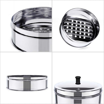SOGA 2X 3 Tier Stainless Steel Steamers With Lid Work inside of Basket Pot Steamers 25cm Payday Deals