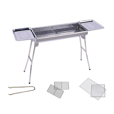 SOGA Skewers Grill with Side Tray Portable Stainless Steel Charcoal BBQ Outdoor 6-8 Persons Payday Deals