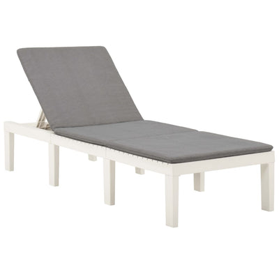 Sun Lounger with Cushion Plastic White Payday Deals