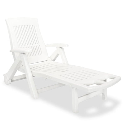 Sun Lounger with Footrest Plastic White Payday Deals