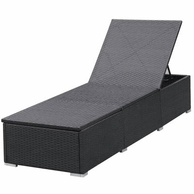 Sun Loungers with Cushions 2 pcs Poly Rattan Black Payday Deals