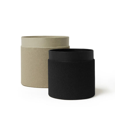 Tree Stripes Sand Coated Collar Pot in Black (Small) Payday Deals
