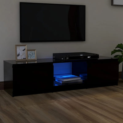 TV Cabinet with LED Lights Black 140x40x35.5 cm