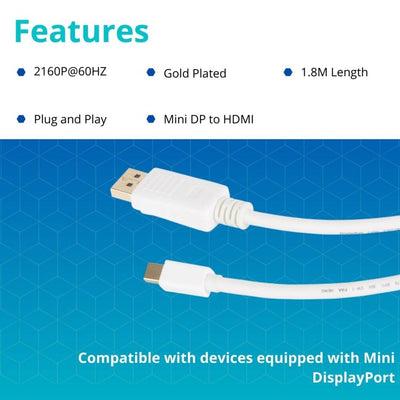 VCOM Mini Display Port Male to HDMI A/M Cable (White) - CG615-1.8 Payday Deals