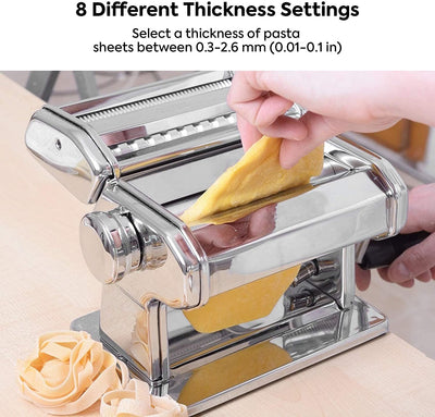 VIKUS Pasta Maker – Manual Steel Machine with 8 Adjustable Thickness Settings Payday Deals