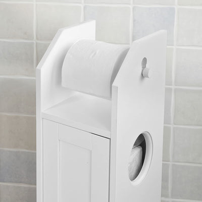 VIKUS Toilet Paper Holder with Storage, Freestanding Cabinet, Toilet Brush Holder and Toilet Paper Dispenser Payday Deals