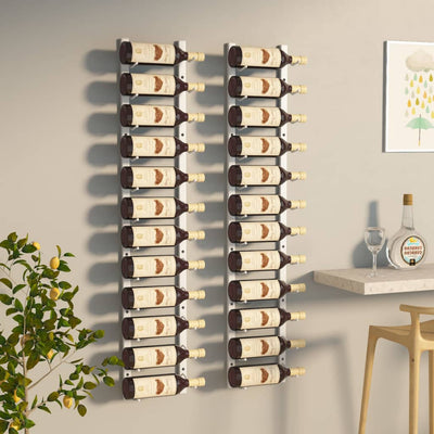 Wall Mounted Wine Rack for 12 Bottles 2 pcs White Iron Payday Deals