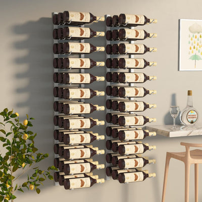 Wall Mounted Wine Rack for 36 Bottles 2 pcs White Iron Payday Deals