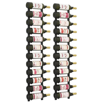 Wall Mounted Wine Racks for 12 Bottles 2 pcs Black Iron Payday Deals