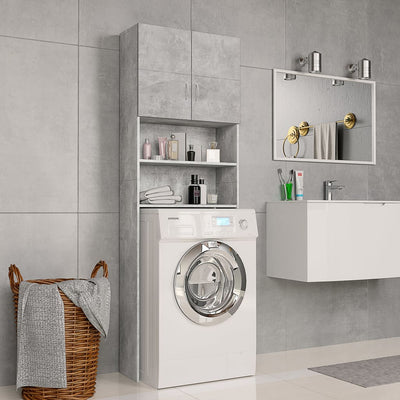 Washing Machine Cabinet Concrete Grey 64x25.5x190 cm Engineered Wood Payday Deals
