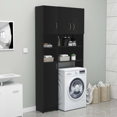 Washing Machine Cabinet Set Black Chipboard Payday Deals
