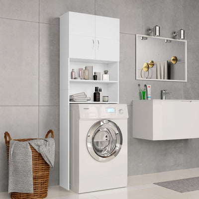 Washing Machine Cabinet White 64x25.5x190 cm Engineered Wood Payday Deals