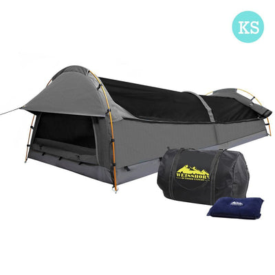Weisshorn King Single Swag Camping Swag Canvas Tent - Grey