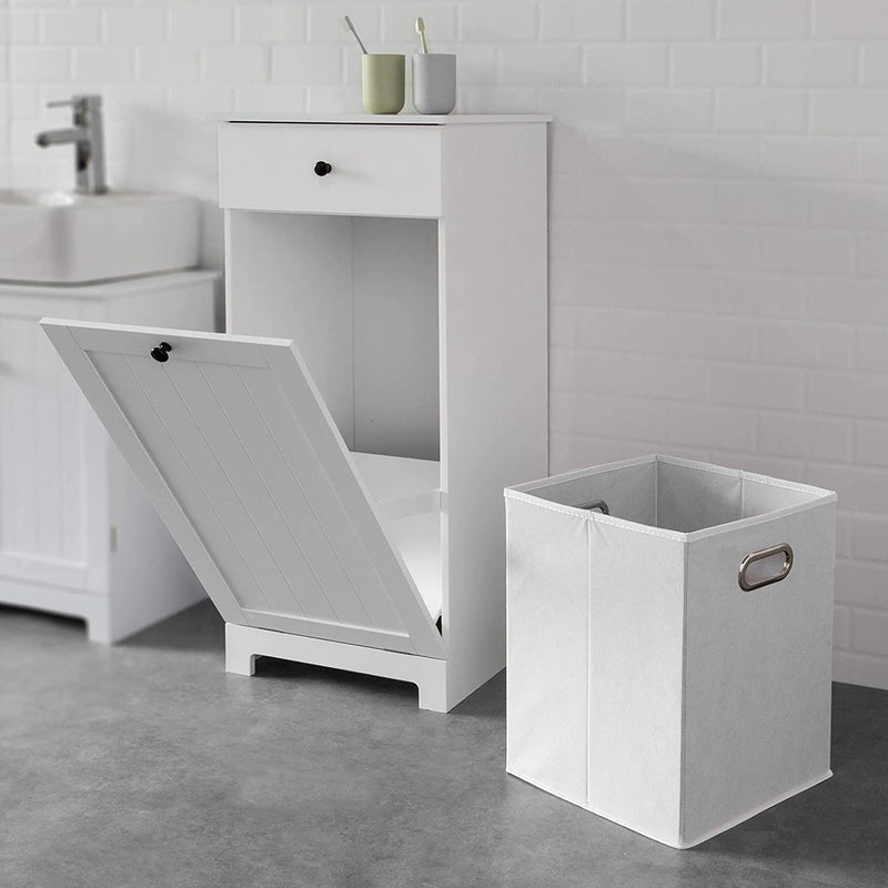 White Bathroom Cabinet with Laundry Basket and Drawer Payday Deals