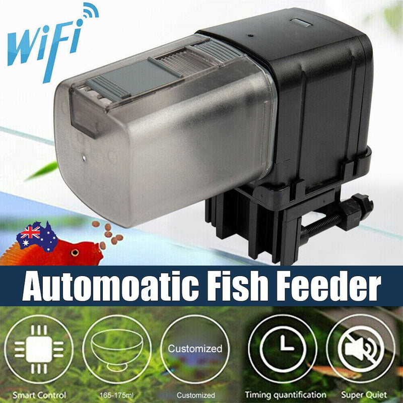 WiFi Automatic Fish Food Feeder Pet Feeding Aquarium Tank Pond Dispenser USB Payday Deals