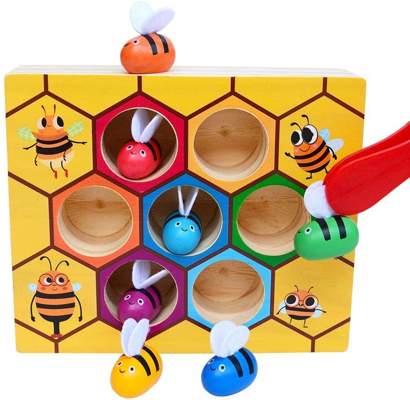 Wooden Bee Toddler Fine Motor Skill Toy - (Montessori Wooden Puzzle Early Learning Preschool Educational Kids) Payday Deals