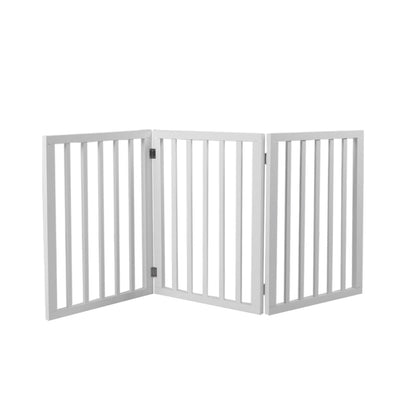 Wooden Pet Gate Dog Fence Retractable Barrier Portable Door 3 Panel White Payday Deals
