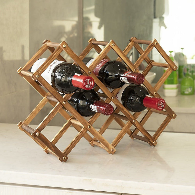 Wooden Wine Rack Freestanding 10 Bottles Countertop Storage Payday Deals