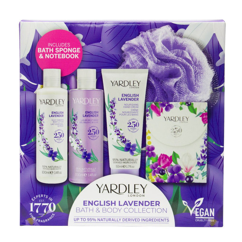 Yardley English Lavender Gift Set Body Wash, Lotion, Sponge, Hand Cream Notebook Payday Deals