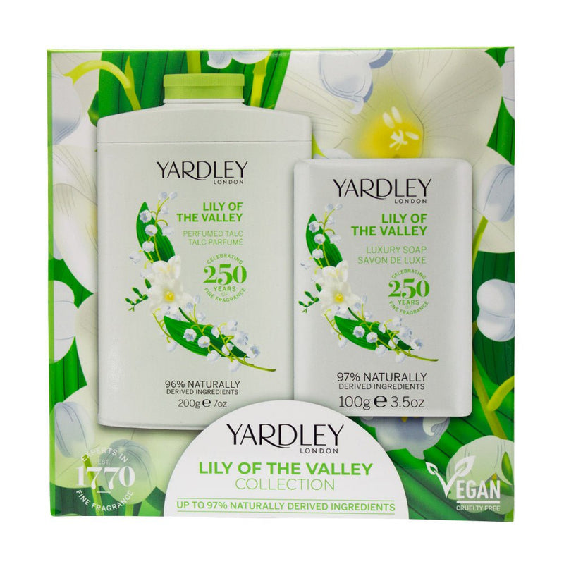 Yardley Lily of the Valley Gift Set 200gm Talcum Powder and 100gm Soap Payday Deals