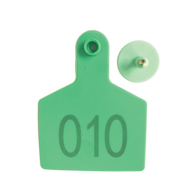 1-100 Cattle Number Ear Tags 7.5x10cm Set - XL Green Cow Sheep Livestock Labels
