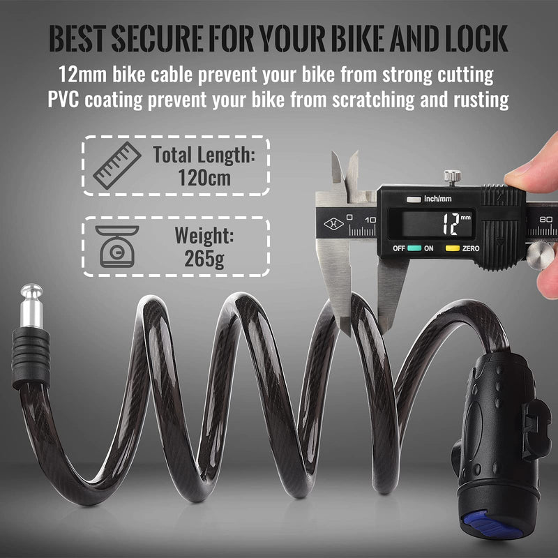 1.2m 2 Keys Bicycle Lock Bike Cable Locks Motorcycle Lock  Mounting Bracket Scooter Lock Payday Deals