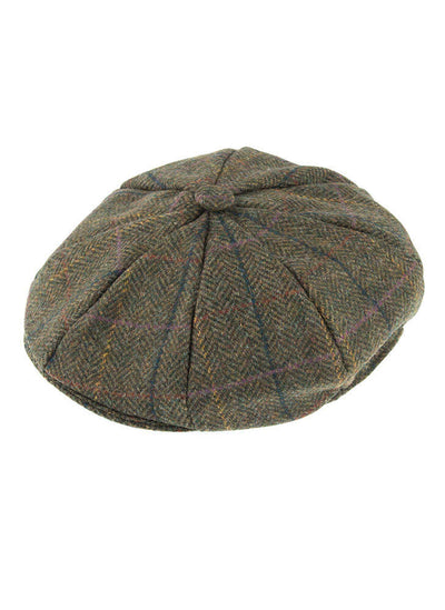 Dents Mens Abraham Moon Check Tweed Newsboy Cap Hat Newsboy - Olive