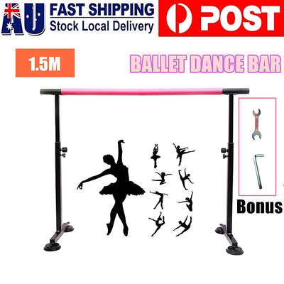 1.5M Safety Portable Ballet Bar Freestanding Stretch Barre Dance Bar Adjustable Payday Deals