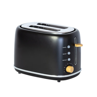 1.7L Kitchen Kettle and 2-Slice Bread Toaster Set in Black with Wood Accents Payday Deals