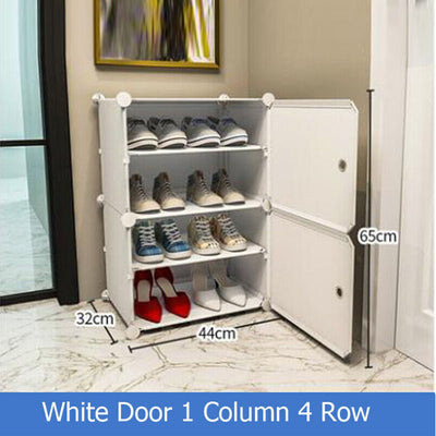 1 Column 4 Row Door Cube DIY Shoe Cabinet Rack Storage Stackable Organiser Stand White Payday Deals