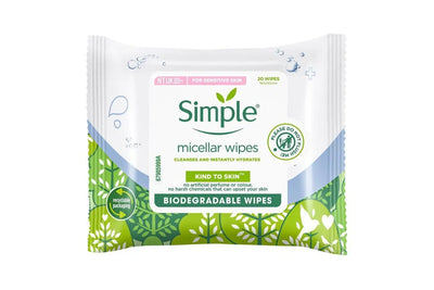 1 Pack of 20 Simple Micellar Wipes For Sensitive Skin