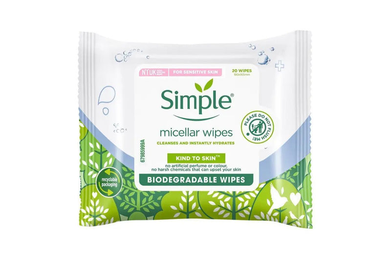 1 Pack of 20 Simple Micellar Wipes For Sensitive Skin Payday Deals